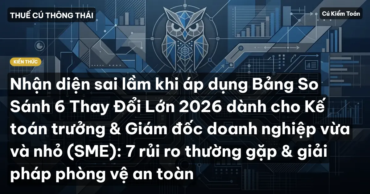 Nhận diện sai lầm khi áp dụng Bảng So Sánh 6 Thay Đổi Lớn 2026 dành cho Kế toán trưởng & Giám đốc doanh nghiệp vừa và nhỏ (SME): 7 rủi ro thường gặp & giải pháp phòng vệ an toàn
