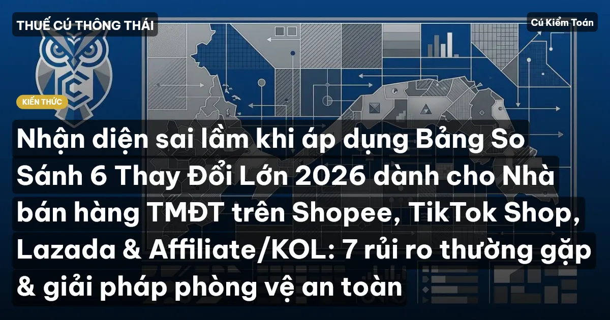 Nhận diện sai lầm khi áp dụng Bảng So Sánh 6 Thay Đổi Lớn 2026 dành cho Nhà bán hàng TMĐT trên Shopee, TikTok Shop, Lazada & Affiliate/KOL: 7 rủi ro thường gặp & giải pháp phòng vệ an toàn