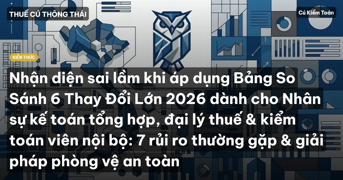 Nhận diện sai lầm khi áp dụng Bảng So Sánh 6 Thay Đổi Lớn 2026 dành cho Nhân sự kế toán tổng hợp, đại lý thuế & kiểm toán viên nội bộ: 7 rủi ro thường gặp & giải pháp phòng vệ an toàn