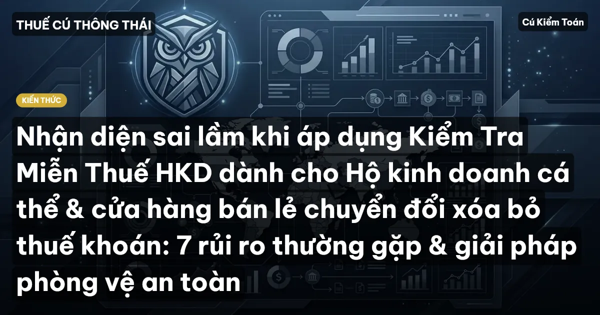 Nhận diện sai lầm khi áp dụng Kiểm Tra Miễn Thuế HKD dành cho Hộ kinh doanh cá thể & cửa hàng bán lẻ chuyển đổi xóa bỏ thuế khoán: 7 rủi ro thường gặp & giải pháp phòng vệ an toàn