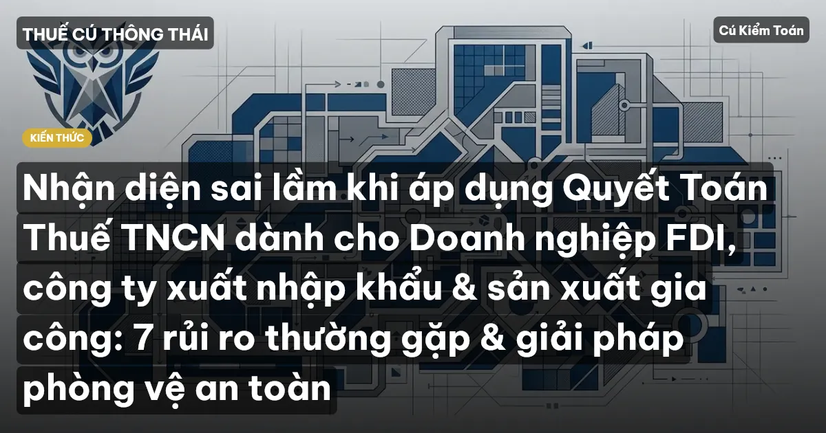 Nhận diện sai lầm khi áp dụng Quyết Toán Thuế TNCN dành cho Doanh nghiệp FDI, công ty xuất nhập khẩu & sản xuất gia công: 7 rủi ro thường gặp & giải pháp phòng vệ an toàn