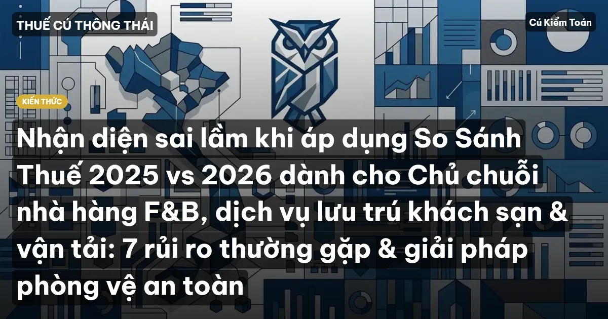 Nhận diện sai lầm khi áp dụng So Sánh Thuế 2025 vs 2026 dành cho Chủ chuỗi nhà hàng F&B, dịch vụ lưu trú khách sạn & vận tải: 7 rủi ro thường gặp & giải pháp phòng vệ an toàn