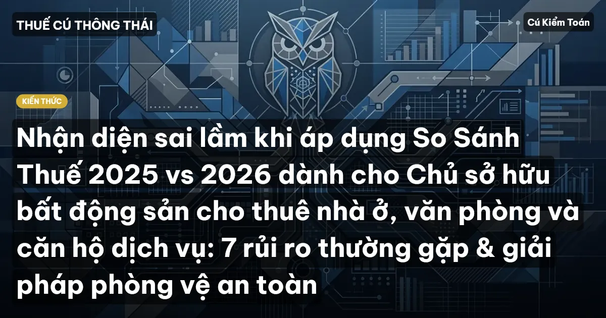 Nhận diện sai lầm khi áp dụng So Sánh Thuế 2025 vs 2026 dành cho Chủ sở hữu bất động sản cho thuê nhà ở, văn phòng và căn hộ dịch vụ: 7 rủi ro thường gặp & giải pháp phòng vệ an toàn