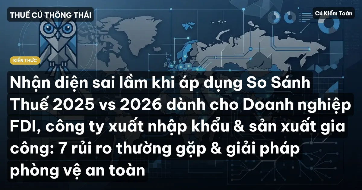 Nhận diện sai lầm khi áp dụng So Sánh Thuế 2025 vs 2026 dành cho Doanh nghiệp FDI, công ty xuất nhập khẩu & sản xuất gia công: 7 rủi ro thường gặp & giải pháp phòng vệ an toàn