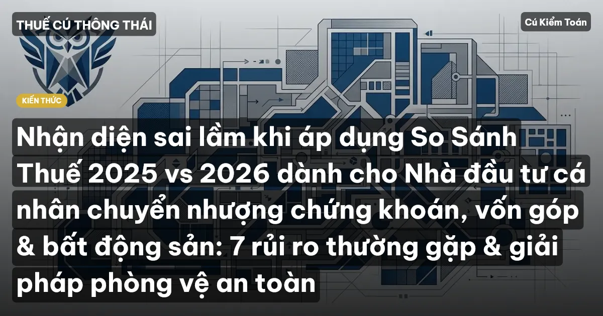 Nhận diện sai lầm khi áp dụng So Sánh Thuế 2025 vs 2026 dành cho Nhà đầu tư cá nhân chuyển nhượng chứng khoán, vốn góp & bất động sản: 7 rủi ro thường gặp & giải pháp phòng vệ an toàn