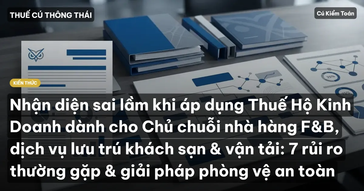 Nhận diện sai lầm khi áp dụng Thuế Hộ Kinh Doanh dành cho Chủ chuỗi nhà hàng F&B, dịch vụ lưu trú khách sạn & vận tải: 7 rủi ro thường gặp & giải pháp phòng vệ an toàn