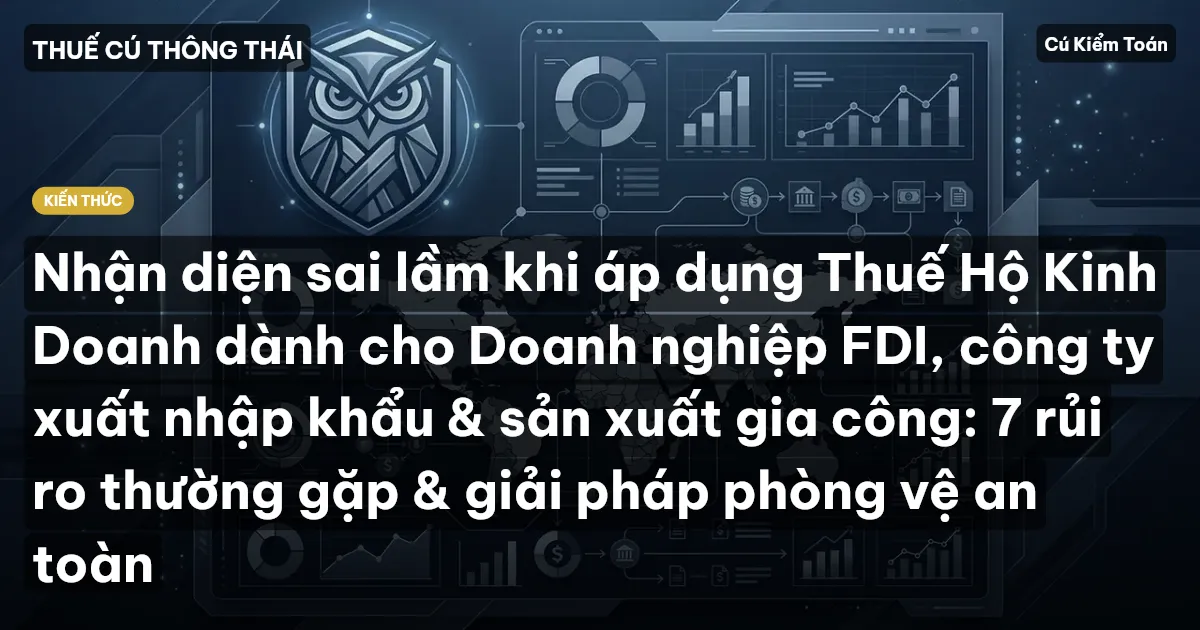 Nhận diện sai lầm khi áp dụng Thuế Hộ Kinh Doanh dành cho Doanh nghiệp FDI, công ty xuất nhập khẩu & sản xuất gia công: 7 rủi ro thường gặp & giải pháp phòng vệ an toàn