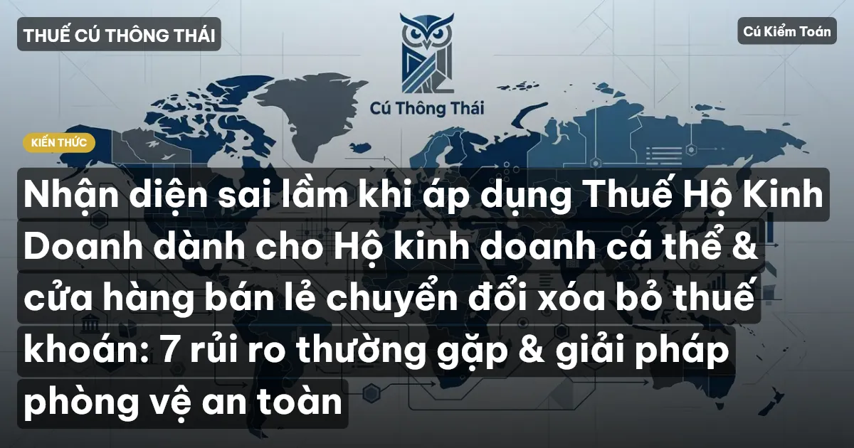 Nhận diện sai lầm khi áp dụng Thuế Hộ Kinh Doanh dành cho Hộ kinh doanh cá thể & cửa hàng bán lẻ chuyển đổi xóa bỏ thuế khoán: 7 rủi ro thường gặp & giải pháp phòng vệ an toàn