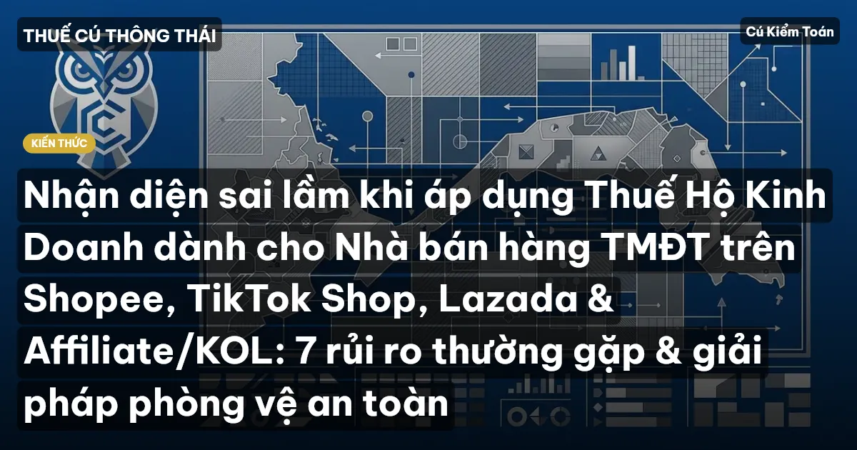 Nhận diện sai lầm khi áp dụng Thuế Hộ Kinh Doanh dành cho Nhà bán hàng TMĐT trên Shopee, TikTok Shop, Lazada & Affiliate/KOL: 7 rủi ro thường gặp & giải pháp phòng vệ an toàn