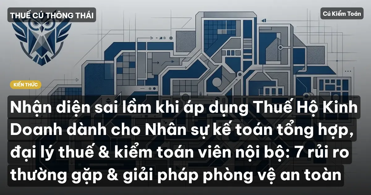 Nhận diện sai lầm khi áp dụng Thuế Hộ Kinh Doanh dành cho Nhân sự kế toán tổng hợp, đại lý thuế & kiểm toán viên nội bộ: 7 rủi ro thường gặp & giải pháp phòng vệ an toàn