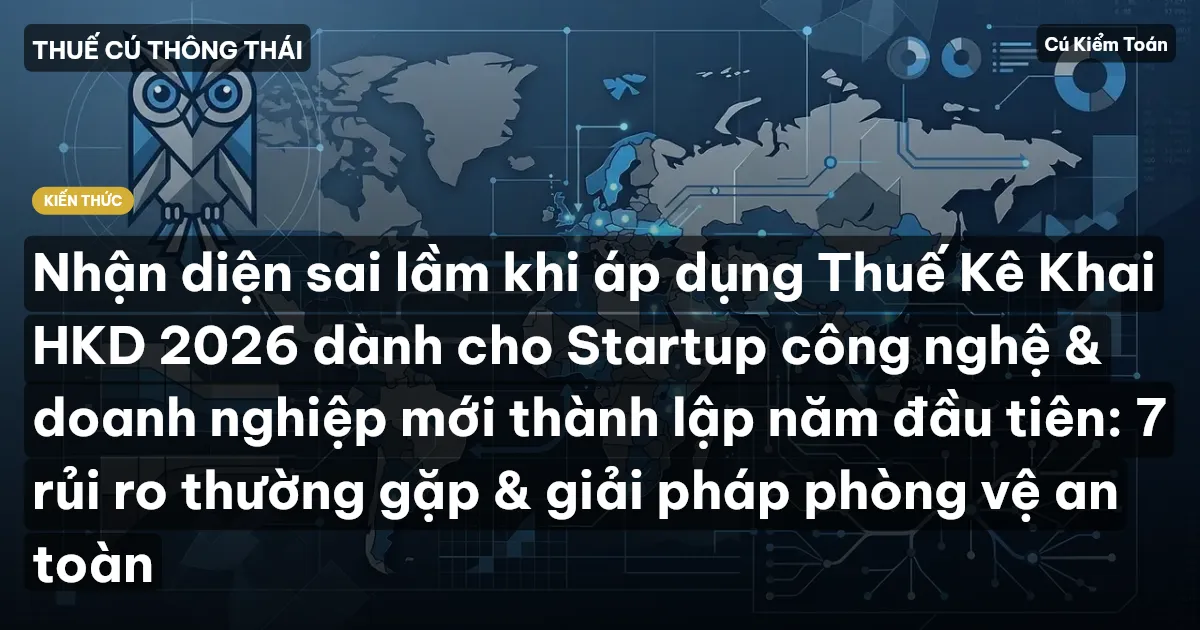 Nhận diện sai lầm khi áp dụng Thuế Kê Khai HKD 2026 dành cho Startup công nghệ & doanh nghiệp mới thành lập năm đầu tiên: 7 rủi ro thường gặp & giải pháp phòng vệ an toàn