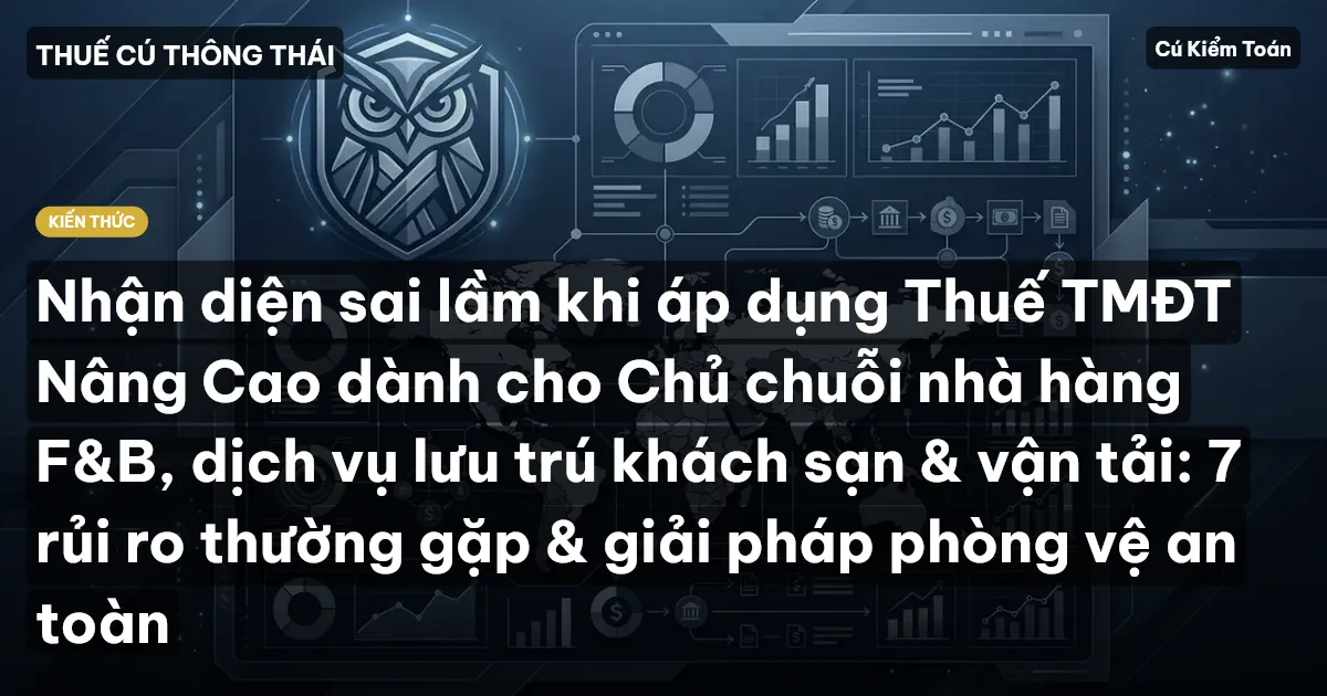 Nhận diện sai lầm khi áp dụng Thuế TMĐT Nâng Cao dành cho Chủ chuỗi nhà hàng F&B, dịch vụ lưu trú khách sạn & vận tải: 7 rủi ro thường gặp & giải pháp phòng vệ an toàn