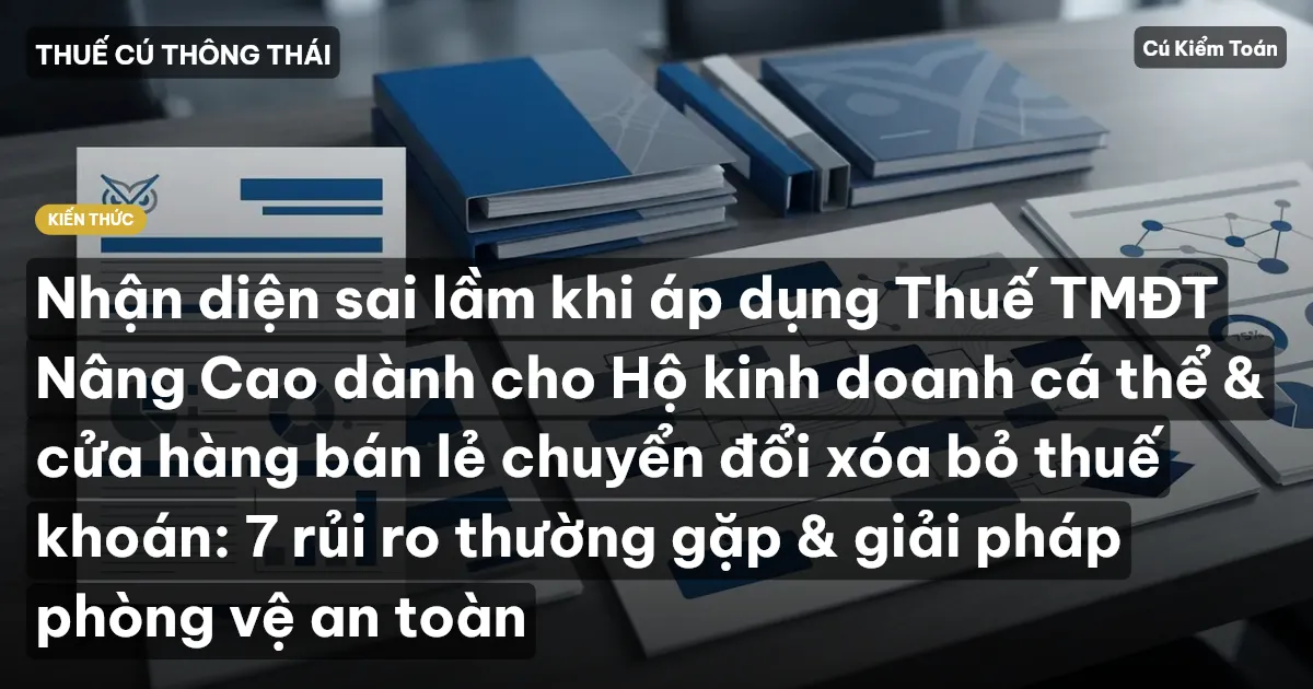 Nhận diện sai lầm khi áp dụng Thuế TMĐT Nâng Cao dành cho Hộ kinh doanh cá thể & cửa hàng bán lẻ chuyển đổi xóa bỏ thuế khoán: 7 rủi ro thường gặp & giải pháp phòng vệ an toàn