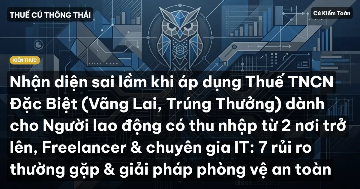 Nhận diện sai lầm khi áp dụng Thuế TNCN Đặc Biệt (Vãng Lai, Trúng Thưởng) dành cho Người lao động có thu nhập từ 2 nơi trở lên, Freelancer & chuyên gia IT: 7 rủi ro thường gặp & giải pháp phòng vệ an toàn