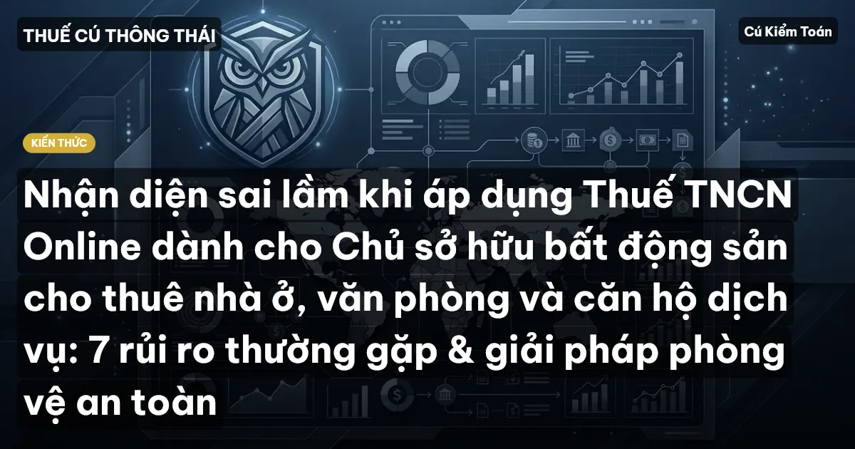 Nhận diện sai lầm khi áp dụng Thuế TNCN Online dành cho Chủ sở hữu bất động sản cho thuê nhà ở, văn phòng và căn hộ dịch vụ: 7 rủi ro thường gặp & giải pháp phòng vệ an toàn