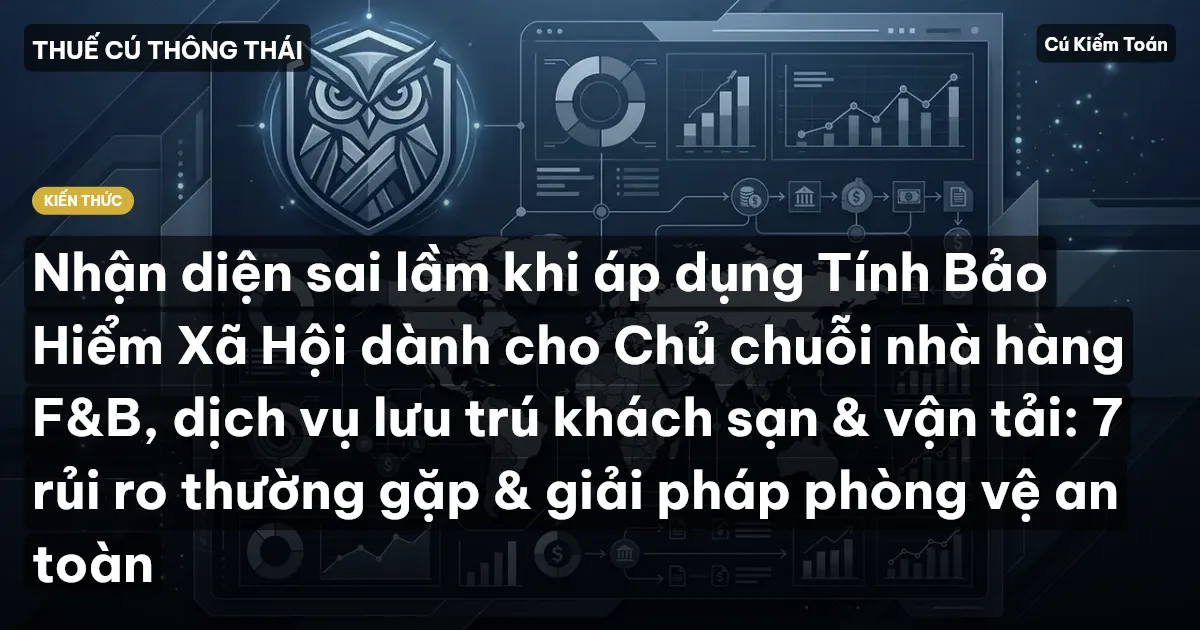 Nhận diện sai lầm khi áp dụng Tính Bảo Hiểm Xã Hội dành cho Chủ chuỗi nhà hàng F&B, dịch vụ lưu trú khách sạn & vận tải: 7 rủi ro thường gặp & giải pháp phòng vệ an toàn
