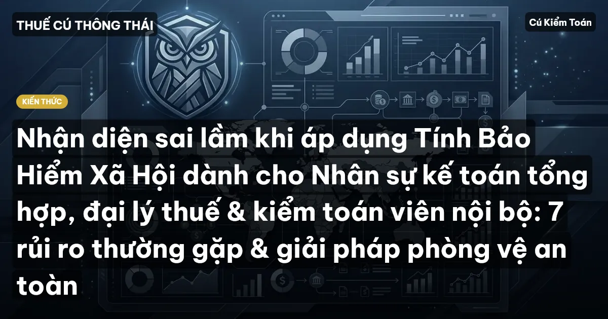 Nhận diện sai lầm khi áp dụng Tính Bảo Hiểm Xã Hội dành cho Nhân sự kế toán tổng hợp, đại lý thuế & kiểm toán viên nội bộ: 7 rủi ro thường gặp & giải pháp phòng vệ an toàn