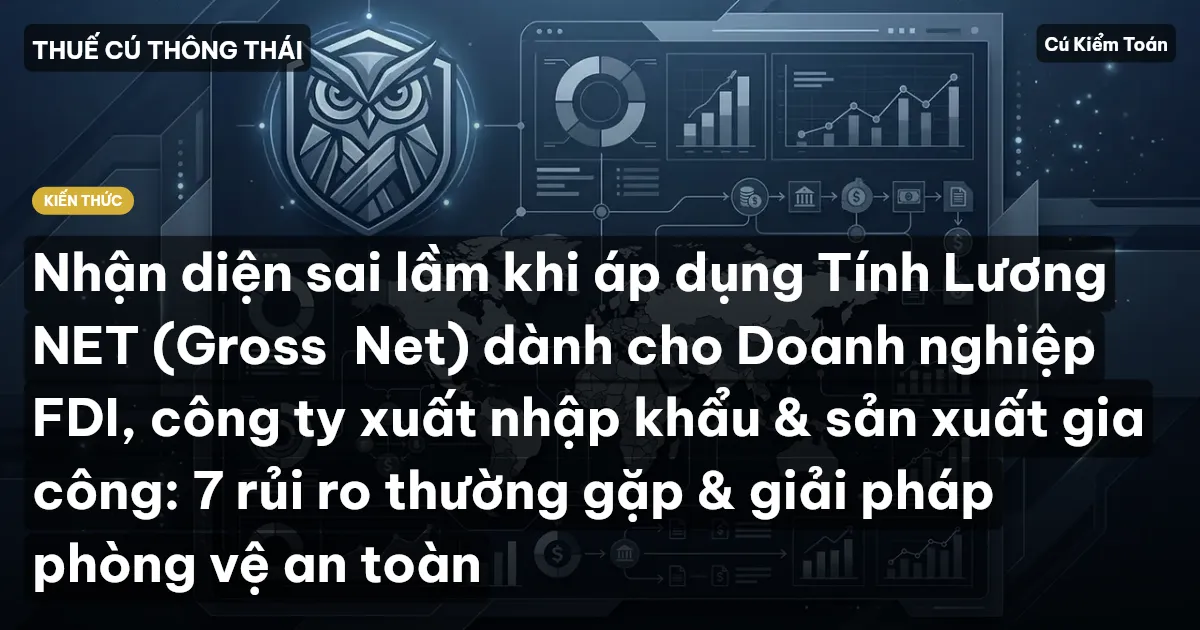Nhận diện sai lầm khi áp dụng Tính Lương NET (Gross→Net) dành cho Doanh nghiệp FDI, công ty xuất nhập khẩu & sản xuất gia công: 7 rủi ro thường gặp & giải pháp phòng vệ an toàn