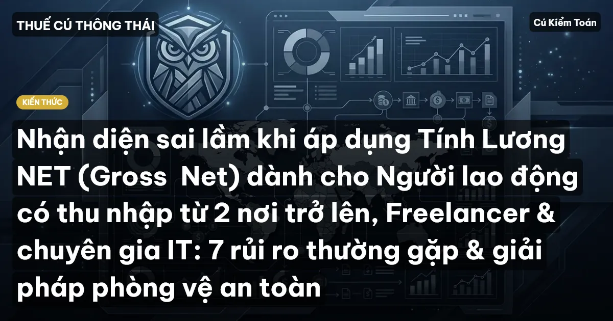 Nhận diện sai lầm khi áp dụng Tính Lương NET (Gross→Net) dành cho Người lao động có thu nhập từ 2 nơi trở lên, Freelancer & chuyên gia IT: 7 rủi ro thường gặp & giải pháp phòng vệ an toàn