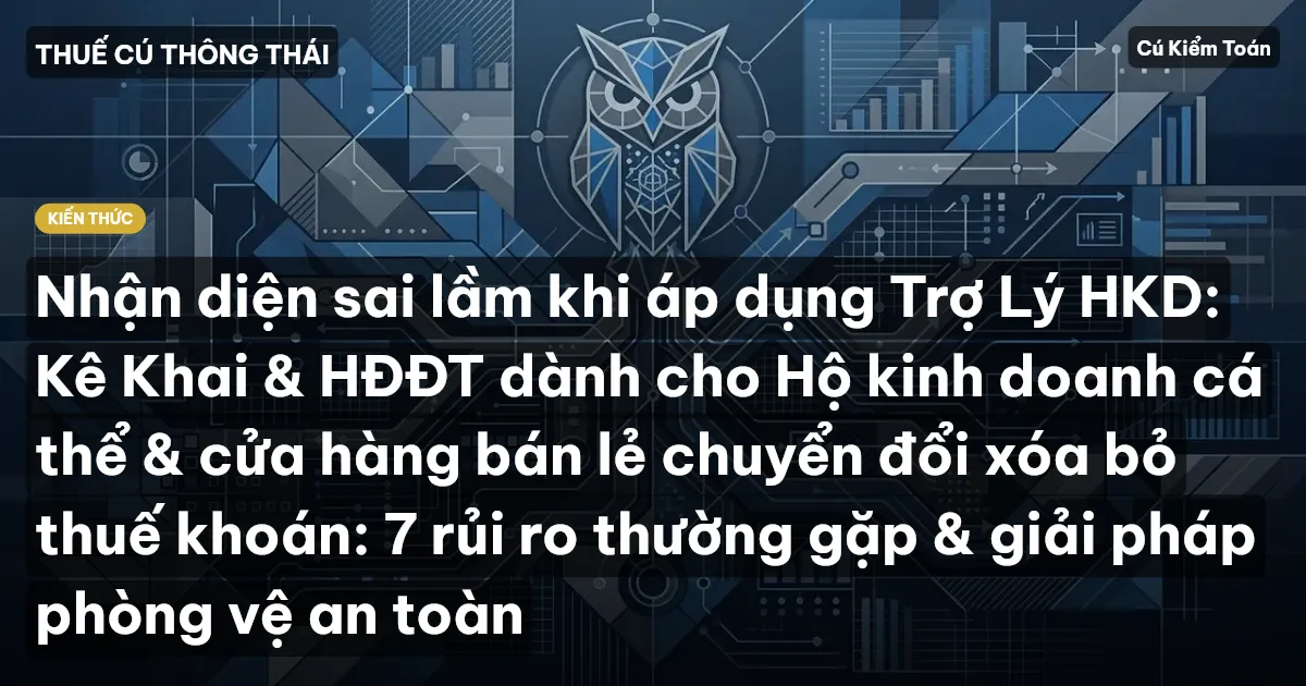 Nhận diện sai lầm khi áp dụng Trợ Lý HKD: Kê Khai & HĐĐT dành cho Hộ kinh doanh cá thể & cửa hàng bán lẻ chuyển đổi xóa bỏ thuế khoán: 7 rủi ro thường gặp & giải pháp phòng vệ an toàn