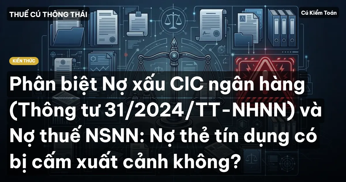 Phân biệt Nợ xấu CIC ngân hàng (Thông tư 31/2024/TT-NHNN) và Nợ thuế NSNN: Nợ thẻ tín dụng có bị cấm xuất cảnh không?
