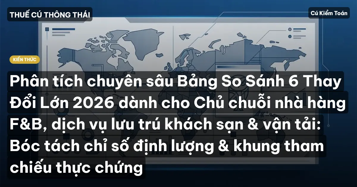 Phân tích chuyên sâu Bảng So Sánh 6 Thay Đổi Lớn 2026 dành cho Chủ chuỗi nhà hàng F&B, dịch vụ lưu trú khách sạn & vận tải: Bóc tách chỉ số định lượng & khung tham chiếu thực chứng