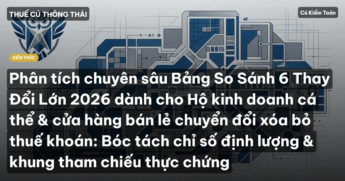 Phân tích chuyên sâu Bảng So Sánh 6 Thay Đổi Lớn 2026 dành cho Hộ kinh doanh cá thể & cửa hàng bán lẻ chuyển đổi xóa bỏ thuế khoán: Bóc tách chỉ số định lượng & khung tham chiếu thực chứng