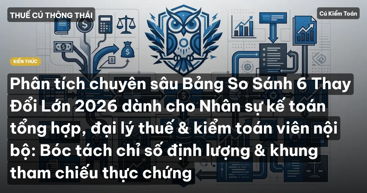 Phân tích chuyên sâu Bảng So Sánh 6 Thay Đổi Lớn 2026 dành cho Nhân sự kế toán tổng hợp, đại lý thuế & kiểm toán viên nội bộ: Bóc tách chỉ số định lượng & khung tham chiếu thực chứng