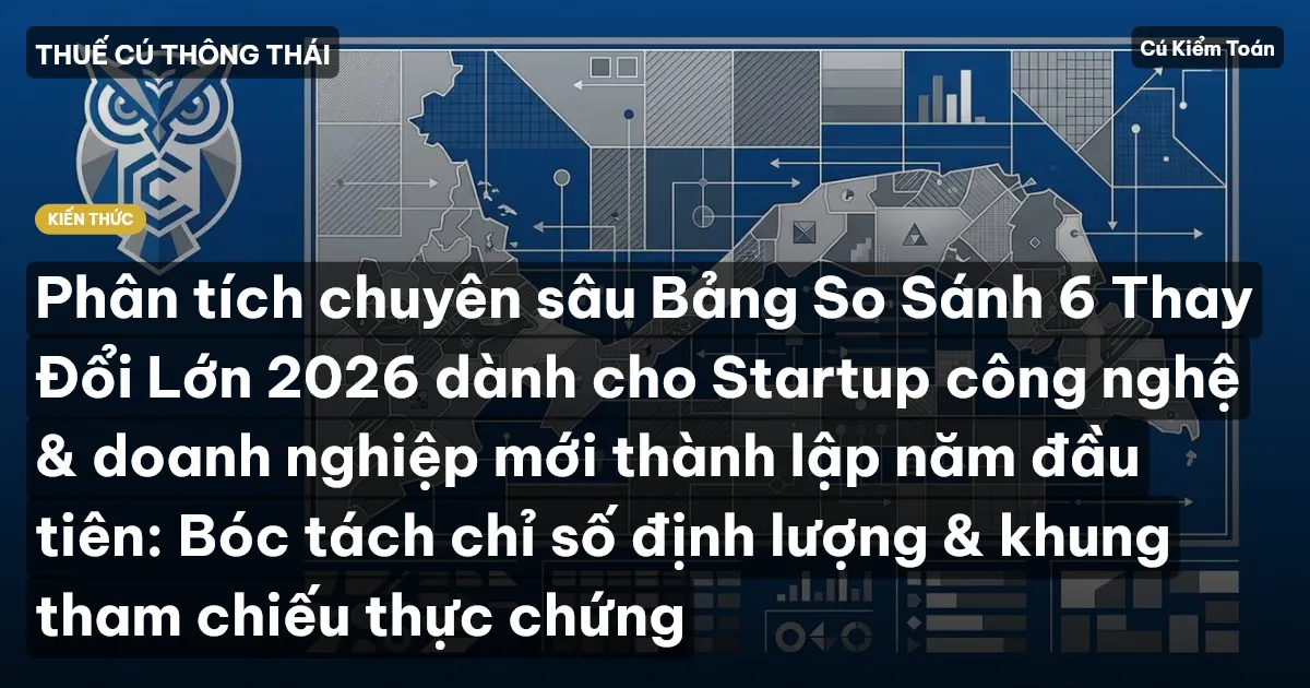 Phân tích chuyên sâu Bảng So Sánh 6 Thay Đổi Lớn 2026 dành cho Startup công nghệ & doanh nghiệp mới thành lập năm đầu tiên: Bóc tách chỉ số định lượng & khung tham chiếu thực chứng