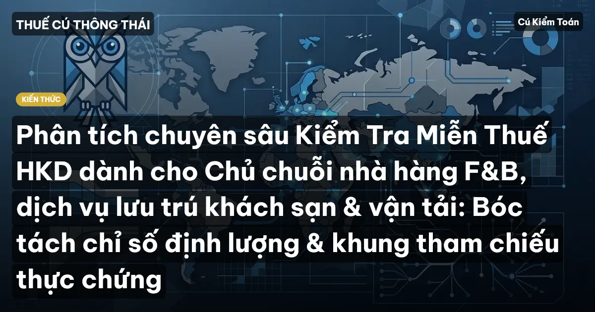 Phân tích chuyên sâu Kiểm Tra Miễn Thuế HKD dành cho Chủ chuỗi nhà hàng F&B, dịch vụ lưu trú khách sạn & vận tải: Bóc tách chỉ số định lượng & khung tham chiếu thực chứng