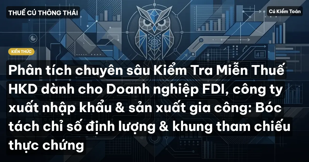Phân tích chuyên sâu Kiểm Tra Miễn Thuế HKD dành cho Doanh nghiệp FDI, công ty xuất nhập khẩu & sản xuất gia công: Bóc tách chỉ số định lượng & khung tham chiếu thực chứng
