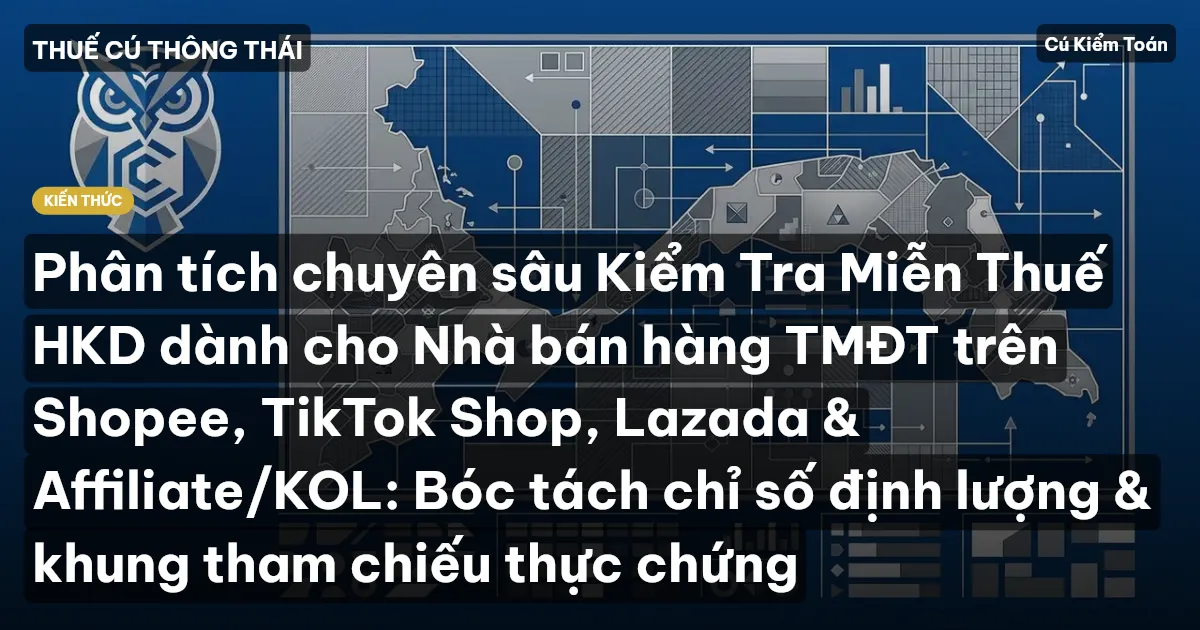Phân tích chuyên sâu Kiểm Tra Miễn Thuế HKD dành cho Nhà bán hàng TMĐT trên Shopee, TikTok Shop, Lazada & Affiliate/KOL: Bóc tách chỉ số định lượng & khung tham chiếu thực chứng