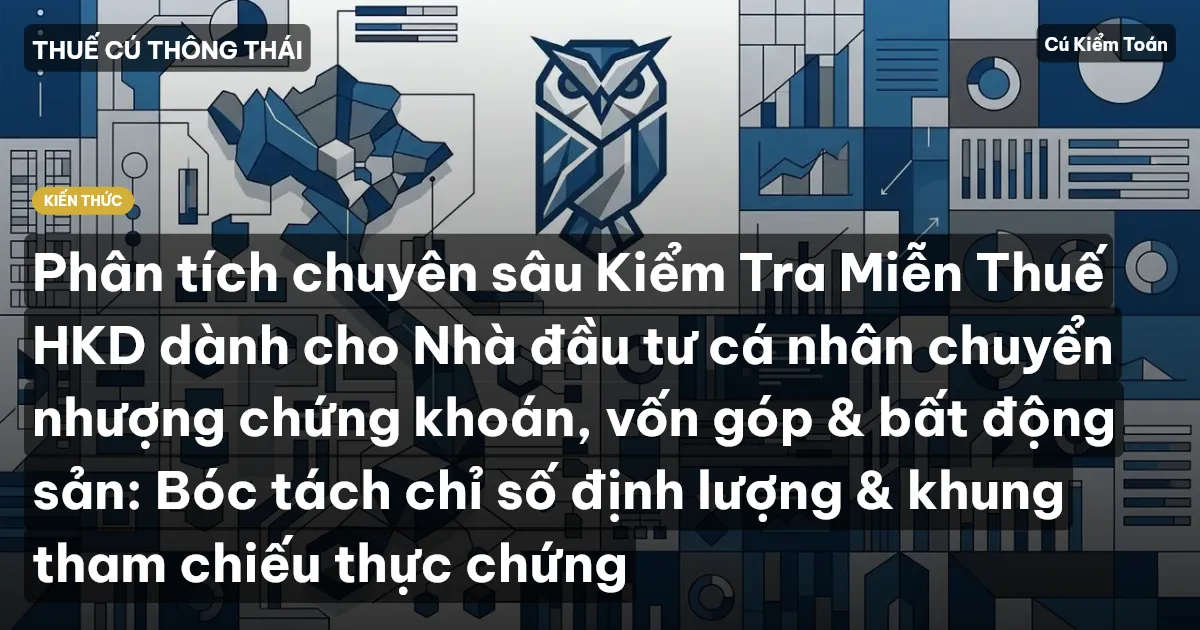 Phân tích chuyên sâu Kiểm Tra Miễn Thuế HKD dành cho Nhà đầu tư cá nhân chuyển nhượng chứng khoán, vốn góp & bất động sản: Bóc tách chỉ số định lượng & khung tham chiếu thực chứng