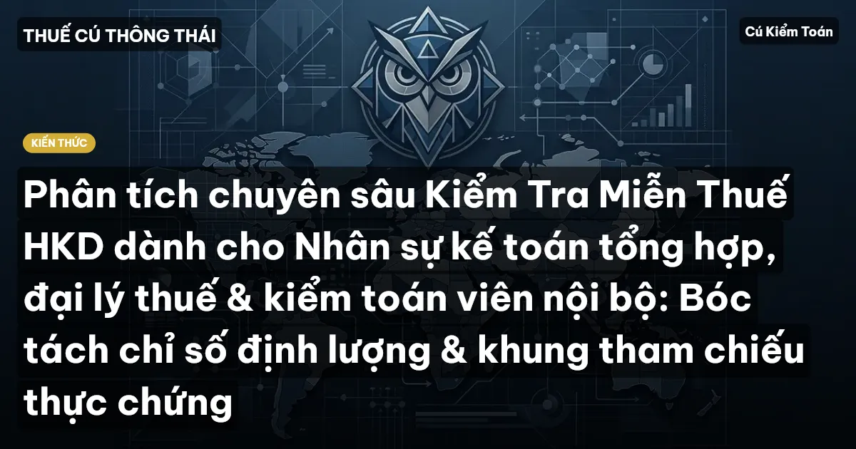 Phân tích chuyên sâu Kiểm Tra Miễn Thuế HKD dành cho Nhân sự kế toán tổng hợp, đại lý thuế & kiểm toán viên nội bộ: Bóc tách chỉ số định lượng & khung tham chiếu thực chứng