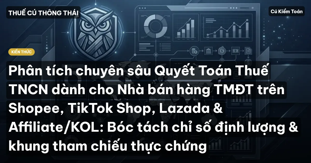 Phân tích chuyên sâu Quyết Toán Thuế TNCN dành cho Nhà bán hàng TMĐT trên Shopee, TikTok Shop, Lazada & Affiliate/KOL: Bóc tách chỉ số định lượng & khung tham chiếu thực chứng