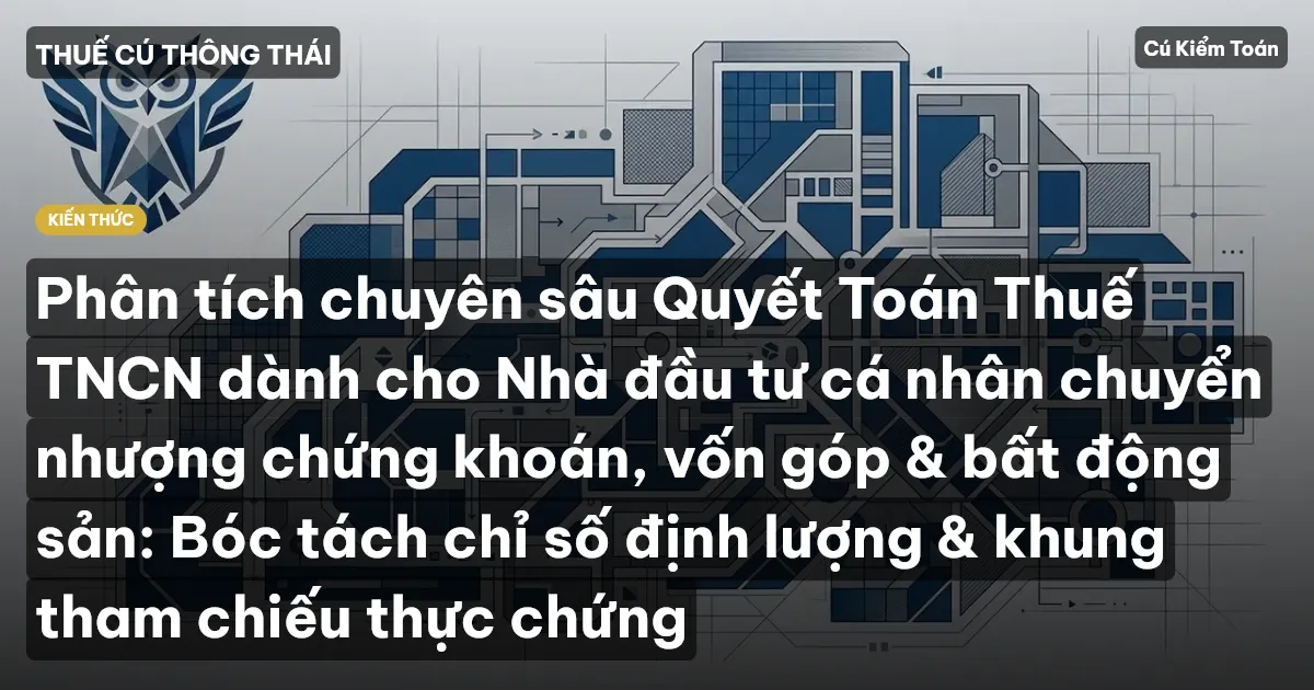 Phân tích chuyên sâu Quyết Toán Thuế TNCN dành cho Nhà đầu tư cá nhân chuyển nhượng chứng khoán, vốn góp & bất động sản: Bóc tách chỉ số định lượng & khung tham chiếu thực chứng