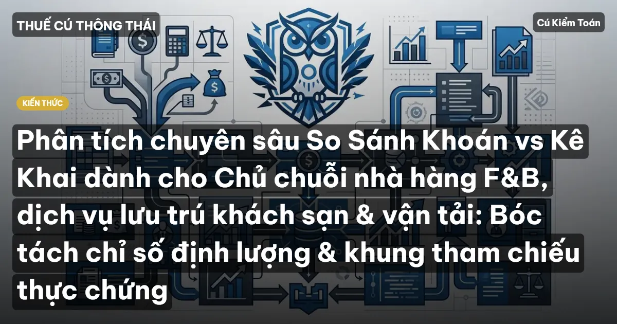 Phân tích chuyên sâu So Sánh Khoán vs Kê Khai dành cho Chủ chuỗi nhà hàng F&B, dịch vụ lưu trú khách sạn & vận tải: Bóc tách chỉ số định lượng & khung tham chiếu thực chứng