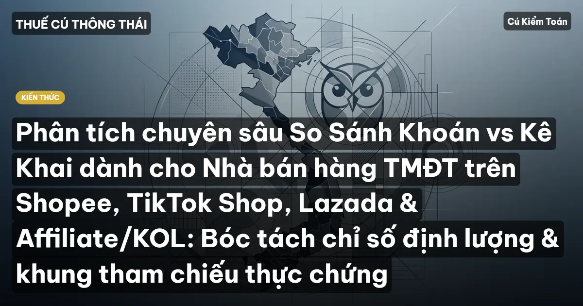 Phân tích chuyên sâu So Sánh Khoán vs Kê Khai dành cho Nhà bán hàng TMĐT trên Shopee, TikTok Shop, Lazada & Affiliate/KOL: Bóc tách chỉ số định lượng & khung tham chiếu thực chứng