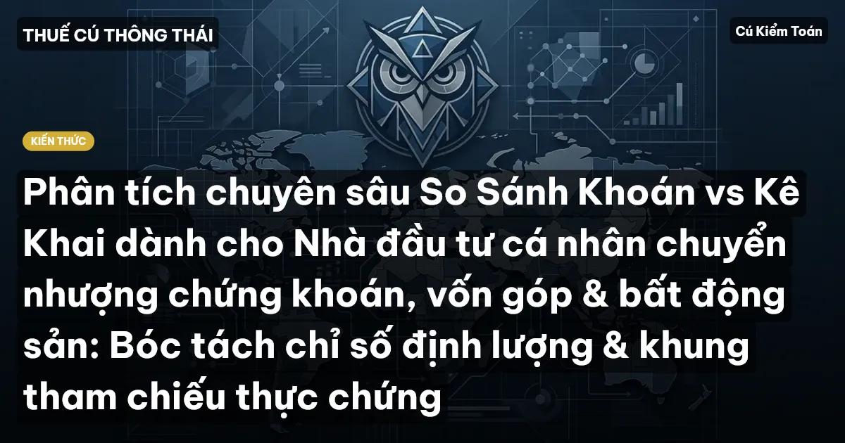 Phân tích chuyên sâu So Sánh Khoán vs Kê Khai dành cho Nhà đầu tư cá nhân chuyển nhượng chứng khoán, vốn góp & bất động sản: Bóc tách chỉ số định lượng & khung tham chiếu thực chứng