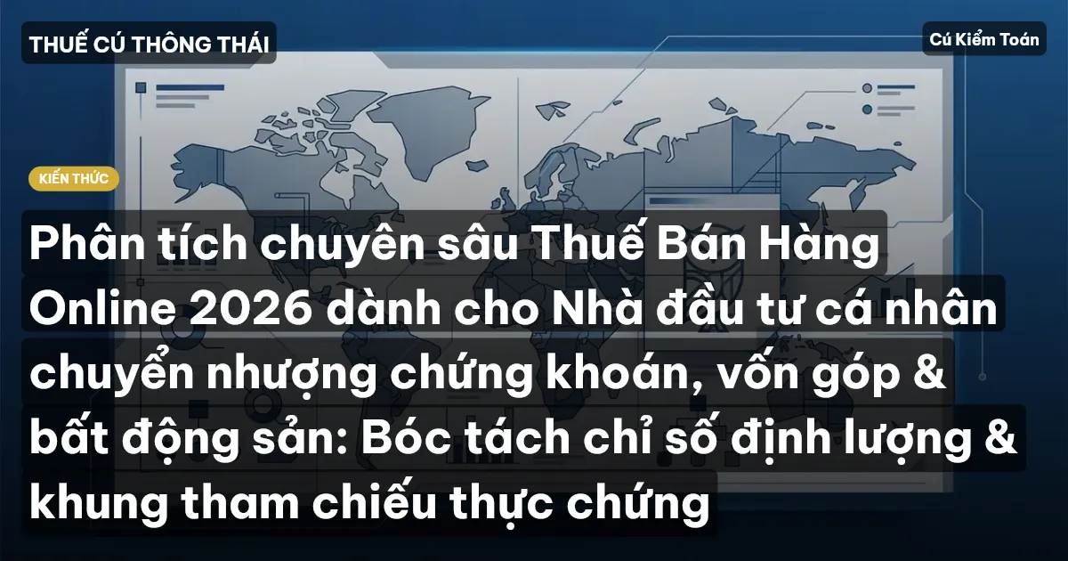 Phân tích chuyên sâu Thuế Bán Hàng Online 2026 dành cho Nhà đầu tư cá nhân chuyển nhượng chứng khoán, vốn góp & bất động sản: Bóc tách chỉ số định lượng & khung tham chiếu thực chứng