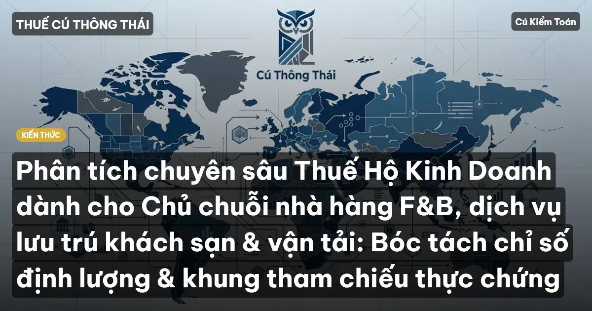 Phân tích chuyên sâu Thuế Hộ Kinh Doanh dành cho Chủ chuỗi nhà hàng F&B, dịch vụ lưu trú khách sạn & vận tải: Bóc tách chỉ số định lượng & khung tham chiếu thực chứng
