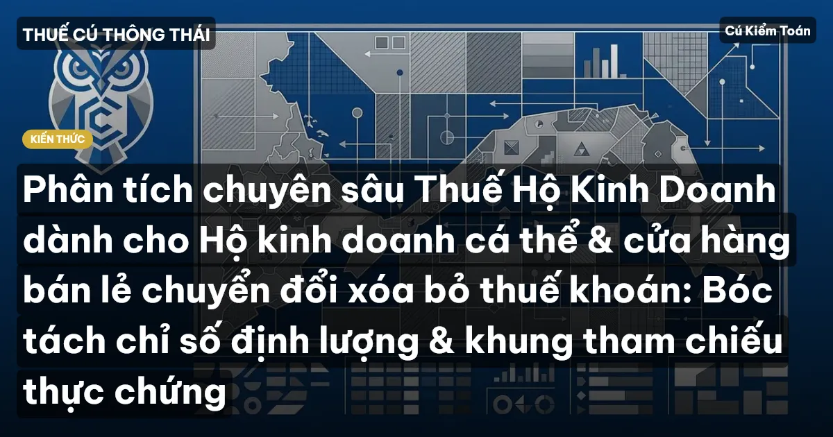 Phân tích chuyên sâu Thuế Hộ Kinh Doanh dành cho Hộ kinh doanh cá thể & cửa hàng bán lẻ chuyển đổi xóa bỏ thuế khoán: Bóc tách chỉ số định lượng & khung tham chiếu thực chứng