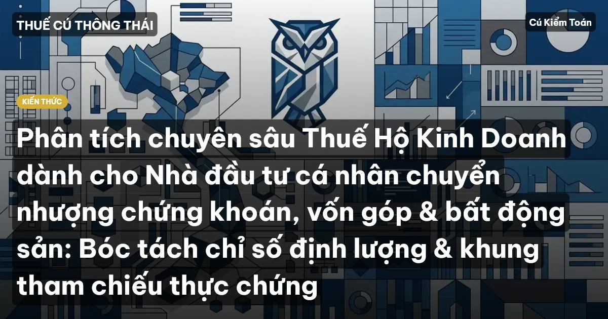 Phân tích chuyên sâu Thuế Hộ Kinh Doanh dành cho Nhà đầu tư cá nhân chuyển nhượng chứng khoán, vốn góp & bất động sản: Bóc tách chỉ số định lượng & khung tham chiếu thực chứng