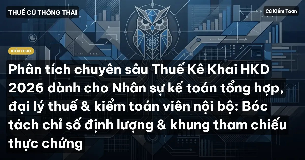 Phân tích chuyên sâu Thuế Kê Khai HKD 2026 dành cho Nhân sự kế toán tổng hợp, đại lý thuế & kiểm toán viên nội bộ: Bóc tách chỉ số định lượng & khung tham chiếu thực chứng