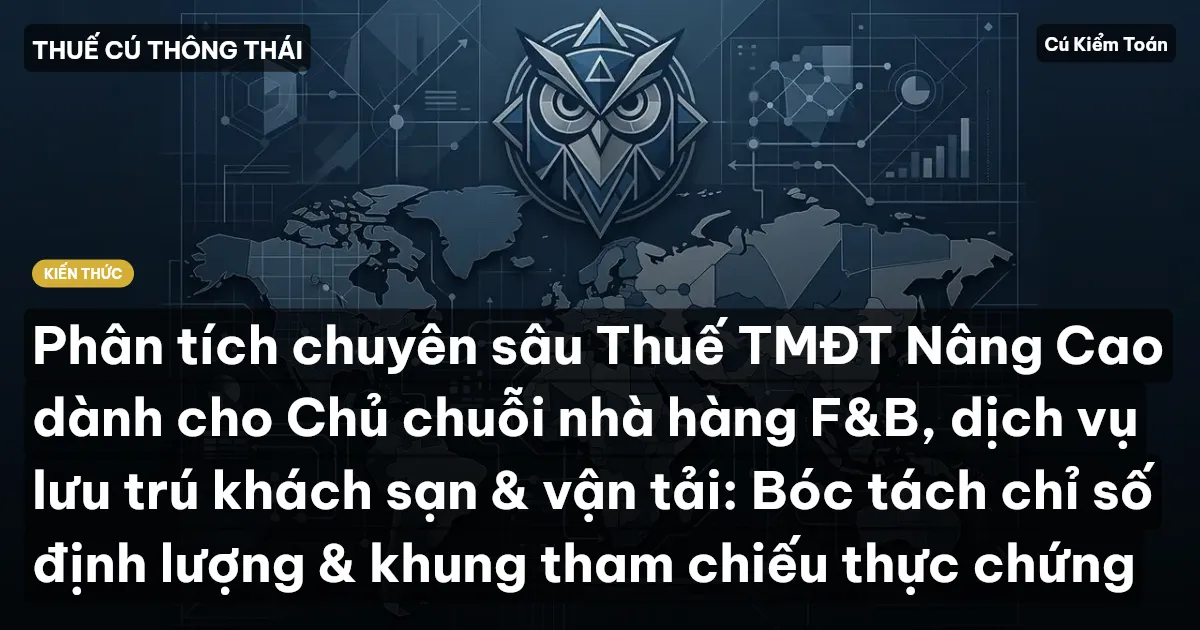 Phân tích chuyên sâu Thuế TMĐT Nâng Cao dành cho Chủ chuỗi nhà hàng F&B, dịch vụ lưu trú khách sạn & vận tải: Bóc tách chỉ số định lượng & khung tham chiếu thực chứng