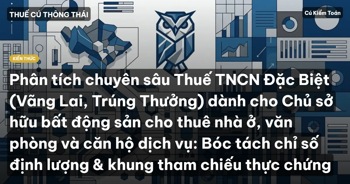 Phân tích chuyên sâu Thuế TNCN Đặc Biệt (Vãng Lai, Trúng Thưởng) dành cho Chủ sở hữu bất động sản cho thuê nhà ở, văn phòng và căn hộ dịch vụ: Bóc tách chỉ số định lượng & khung tham chiếu thực chứng