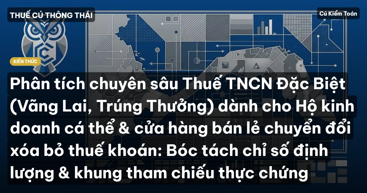 Phân tích chuyên sâu Thuế TNCN Đặc Biệt (Vãng Lai, Trúng Thưởng) dành cho Hộ kinh doanh cá thể & cửa hàng bán lẻ chuyển đổi xóa bỏ thuế khoán: Bóc tách chỉ số định lượng & khung tham chiếu thực chứng