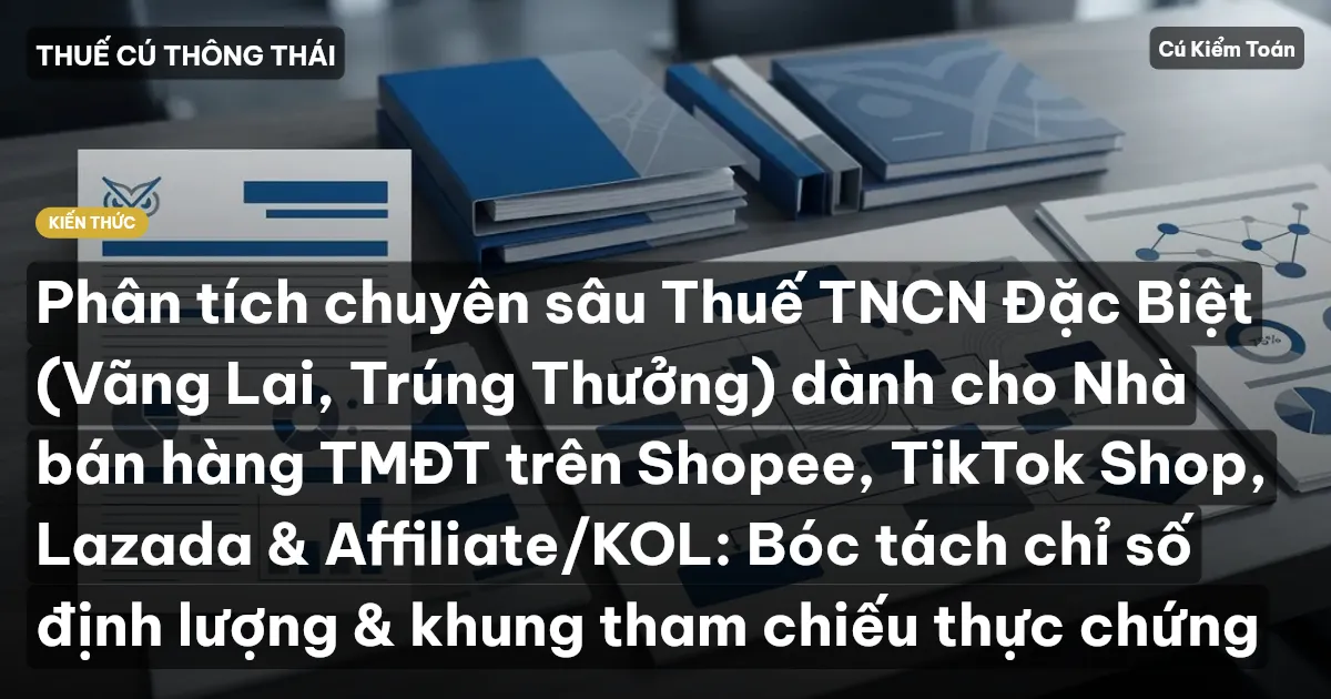 Phân tích chuyên sâu Thuế TNCN Đặc Biệt (Vãng Lai, Trúng Thưởng) dành cho Nhà bán hàng TMĐT trên Shopee, TikTok Shop, Lazada & Affiliate/KOL: Bóc tách chỉ số định lượng & khung tham chiếu thực chứng