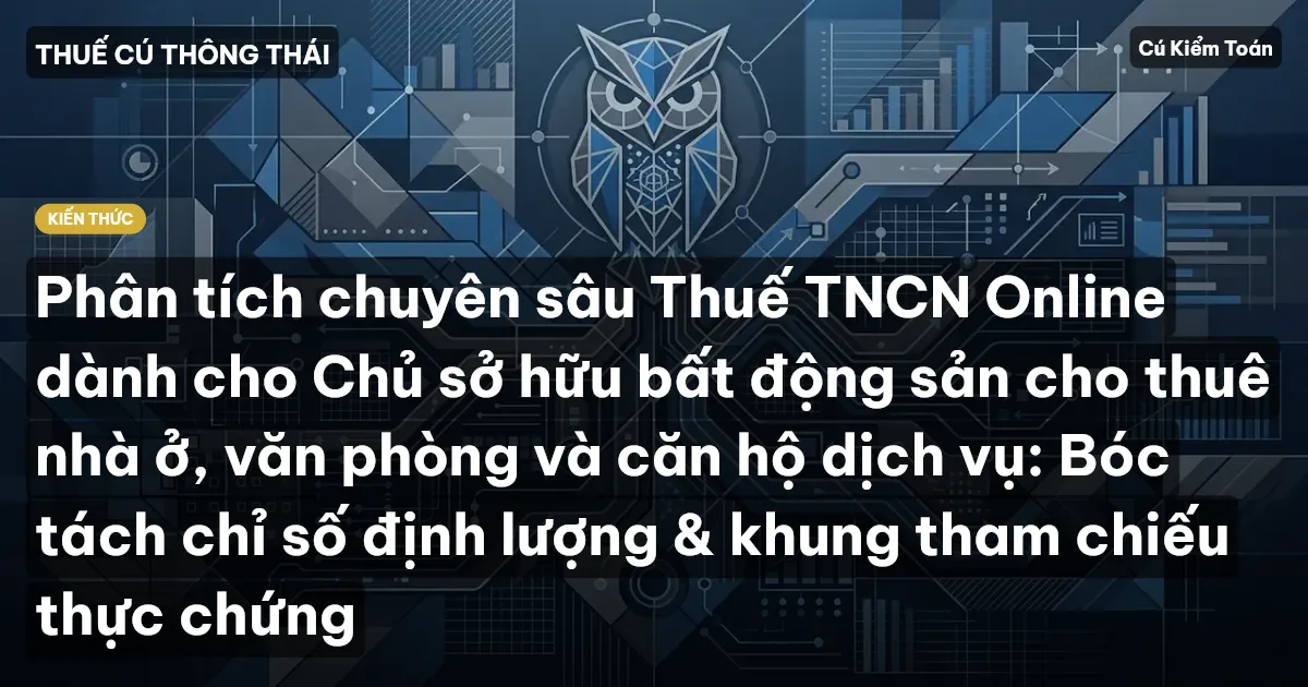 Phân tích chuyên sâu Thuế TNCN Online dành cho Chủ sở hữu bất động sản cho thuê nhà ở, văn phòng và căn hộ dịch vụ: Bóc tách chỉ số định lượng & khung tham chiếu thực chứng