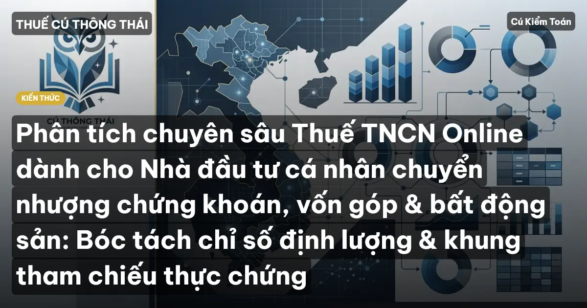 Phân tích chuyên sâu Thuế TNCN Online dành cho Nhà đầu tư cá nhân chuyển nhượng chứng khoán, vốn góp & bất động sản: Bóc tách chỉ số định lượng & khung tham chiếu thực chứng